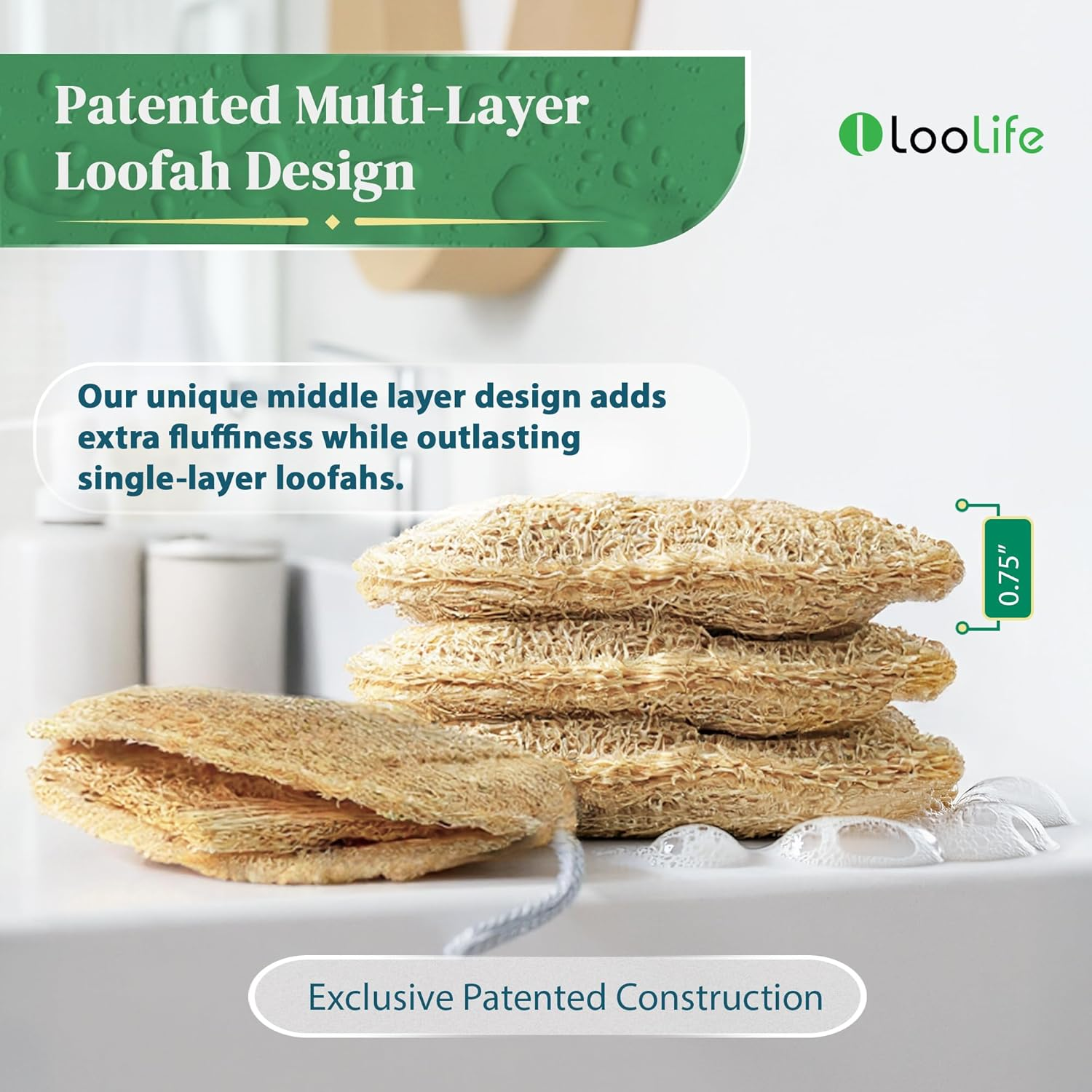 100% Natural Loofah Exfoliating Sponge (4 Pack) - Loofah Body Scrubber - Loofah Sponge - Organic Loofah - Exfoliating Body Sponge - Biodegradable Loofah - Bath Luffa Sponges - Exfoliating Loofah Pad image number 4