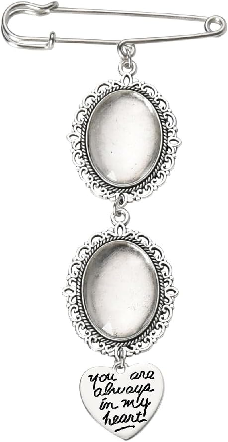 Wedding Bouquet Charms Memorial Pin for Bride Groom Bouquet Photo Picture Frames with Clothes Pins Brooch for Women Men