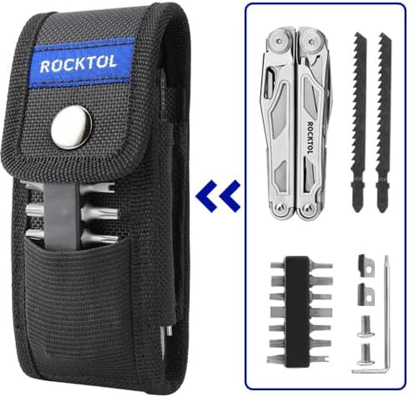 ROCKTOL Multitool 29 in 1 Multi Tool Pliers with Interchangeable Wire Cutters and Saw, Heavy Duty Stainless Steel Multitool Set and Nylon Sheath for Camping Survival Gifts for Men image number 1