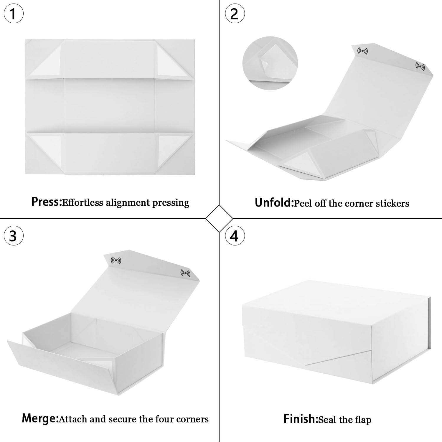 5Pcs Gift Boxes with Lids for Presents, White Boxes for Bridesmaid Proposal and Groomsme for Bridal Showers, Jewelry, Watches, and Elegant Gift Presentations, Magnetic Closure Box (White, 31X20X10Cm, 5PCS) image number 3