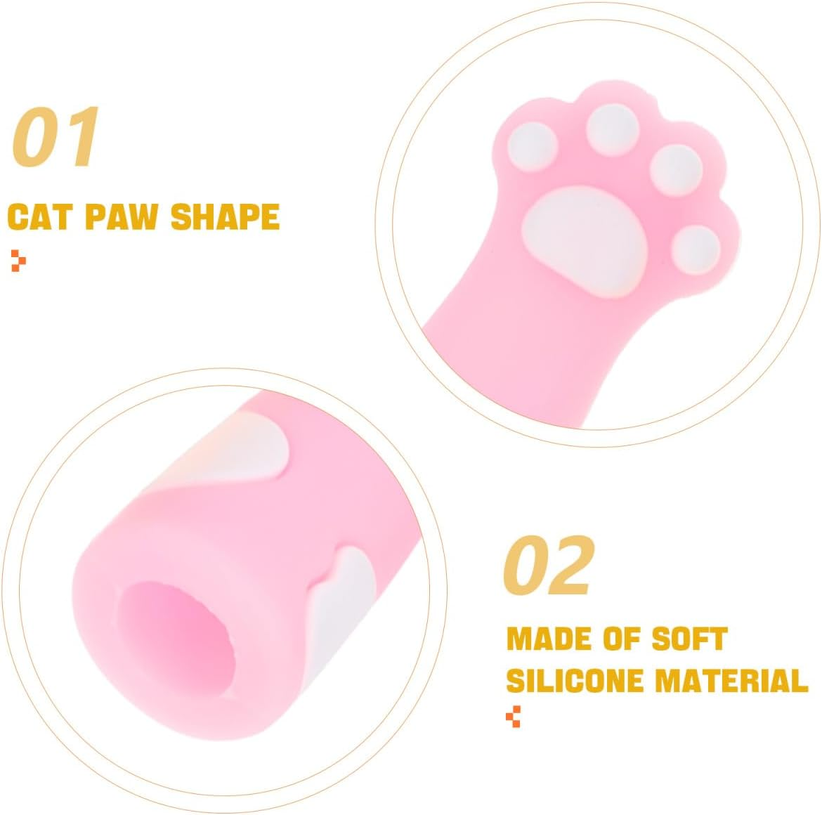 TEHAUX 10Pcs Knitting Needle Point Protectors, Silicone Needle Caps, Assorted Colors, Cartoon Cat Paw Design Knitting Needle Stoppers, Perfect for Home Crafting and Needlework Projects image number 3