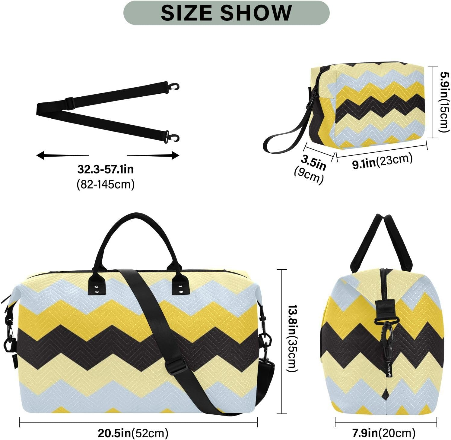 Colorful Stripes Travel Bag Travel Weekender Gear Bag Sport Training Bag with Toiletry Bag for Travel Multifunctional, Colorful Stripes, 1 Size image number 3