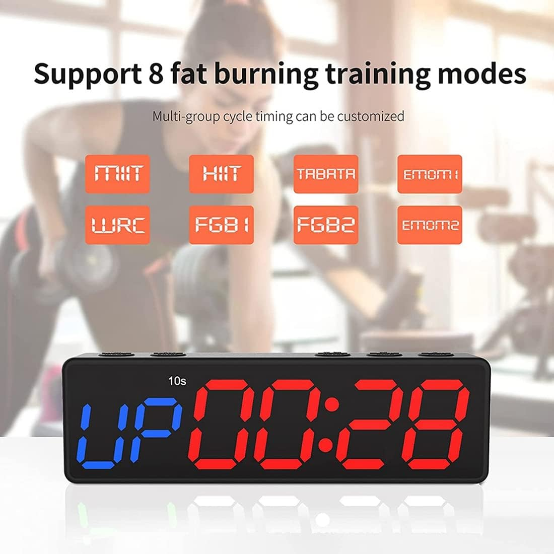 Workout Clock with Battery, Portable Gym Timer with Built-In Magnet for Home Gym, Programmable Countdown/Up Timer image number 6