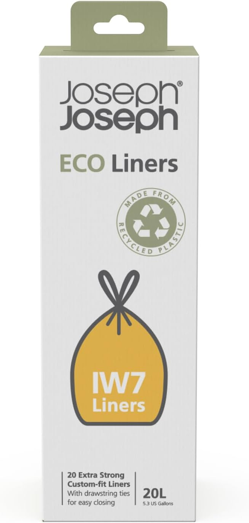 Joseph Joseph IW4 50L Eco Liners Recycled Bin Liners (20 Pack) - Grey