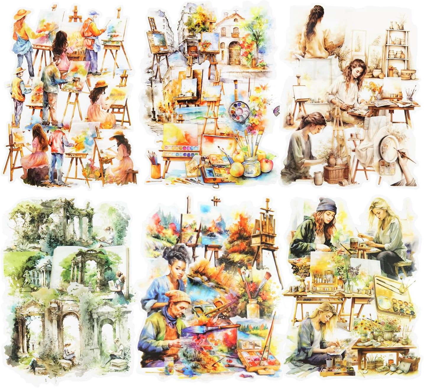 Miyouluna 90 Pcs Lanscape PET Stickers Set, Art-Themed Stickers Supplies for Scrapbooking, Journaling and DIY Crafts