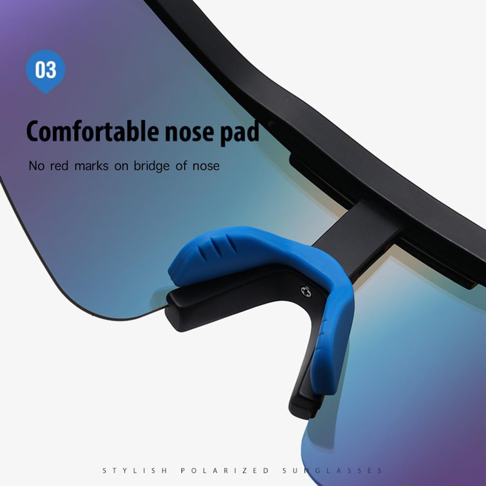 Motorcycle Goggles, Polarized Cycling Glasses, UV400 and Windproof Dirt Bike Goggles, Adjustable Pad Riding Goggles with Lanyard & Case for Cycling Driving Sport image number 6