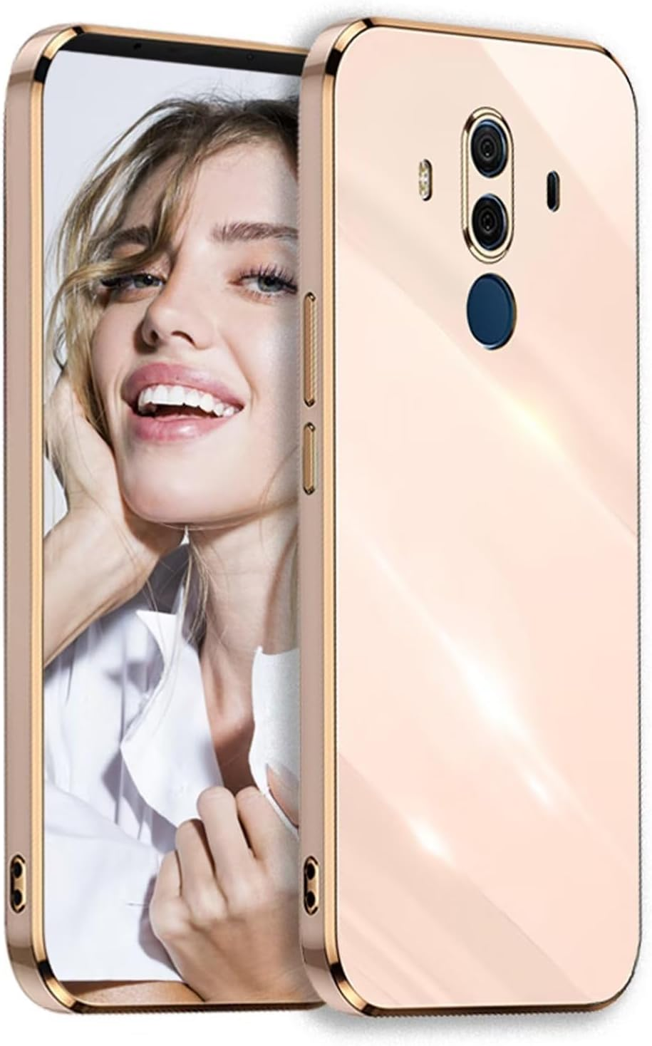 POUHYE Mobile Phone Case for Huawei Mate 10 Pro, Original, Girls' Galvanised Camera Protection, Soft TPU Silicone Protective Case, Ultra Thin Case, Shockproof Case for Huawei Mate 10 Pro, White