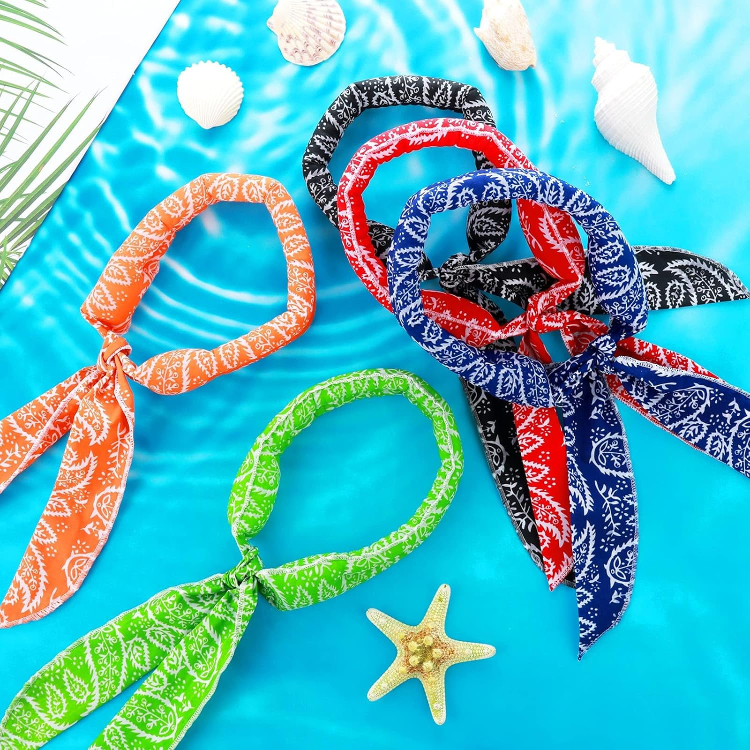 5 Pieces Cooling Neck Wraps, Ice Cooling Scarf Water Soaking Wraps for Neck Bandana Wrap Headband for Women Men, Headband for Hiking Camping Outdoor Hot Summer Indoor Outdoor image number 3