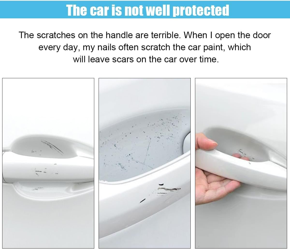 8PCS Car Door Handle Scratch Protectors, Carbon Fiber Car Door Handle Bowl Sticker, Universal Auto Doors Handles Paint Guard Cover, Doors Handles Cup Protective Film for Cars (Blue) image number 5