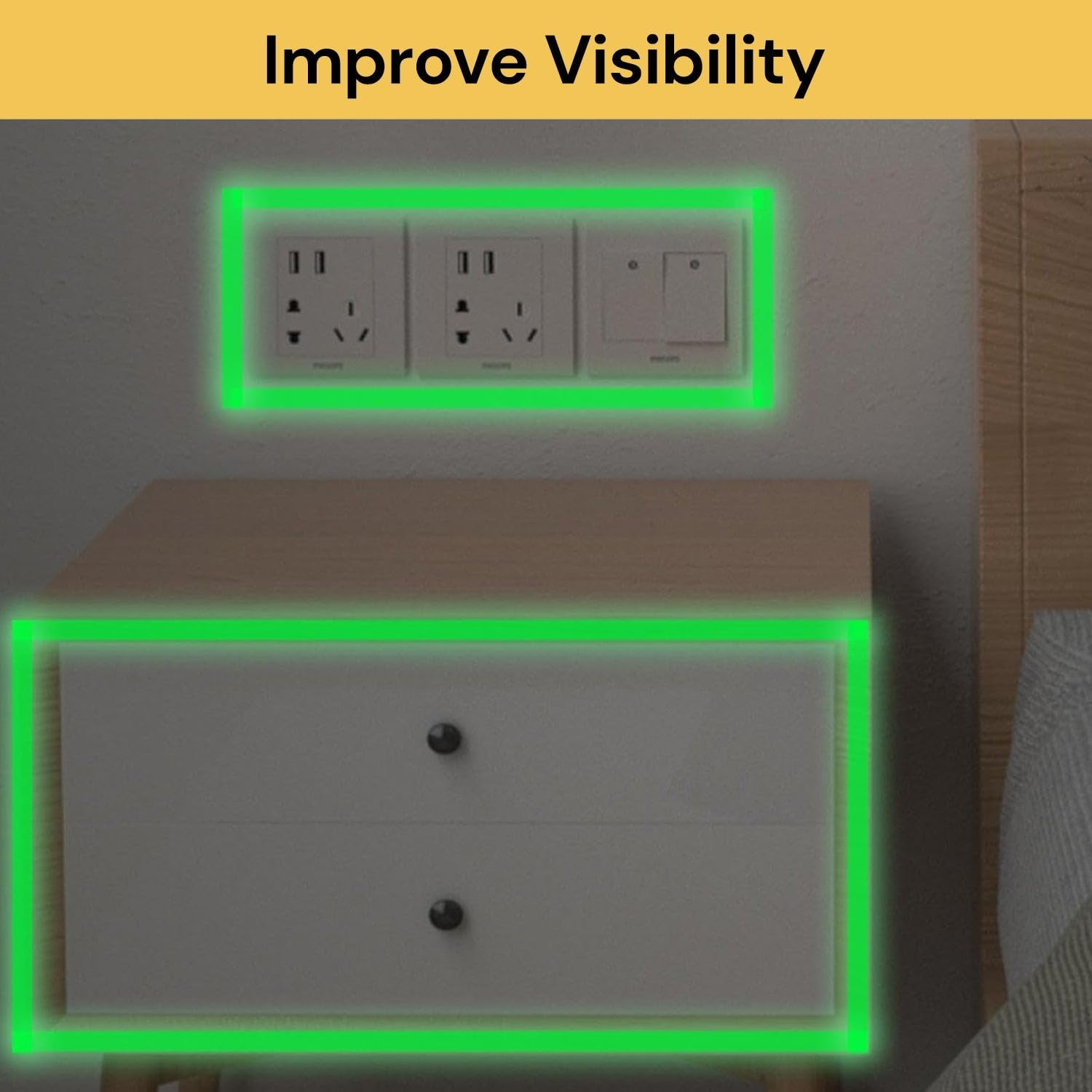 Spendeal 2 Pack Glow in the Dark Tape &ndash; Waterproof Luminous Safety Tape for Stairs, Walls, Floors &ndash; Indoor Outdoor Photoluminescent Adhesive Tape for Home, Emergency, Decoration (9.85 Ft X0.5 Inch) image number 4