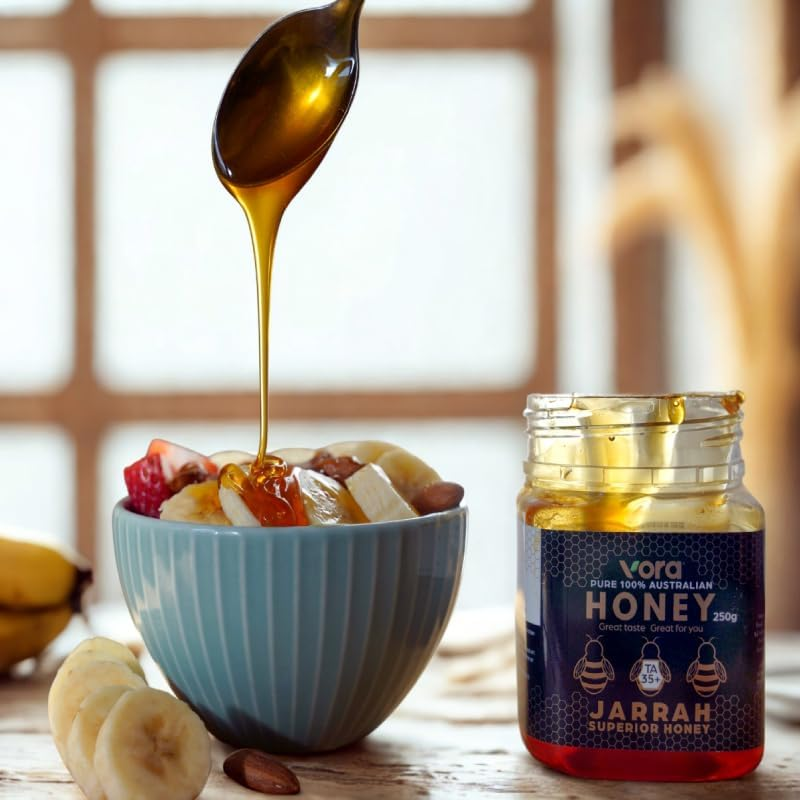 VORA Australian Jarrah Honey | Raw | Pure | Gmo-Free | TA35+ (Manuka Honey MGO Level 1200+) Premium Honey, Plastic Jar 250G image number 1