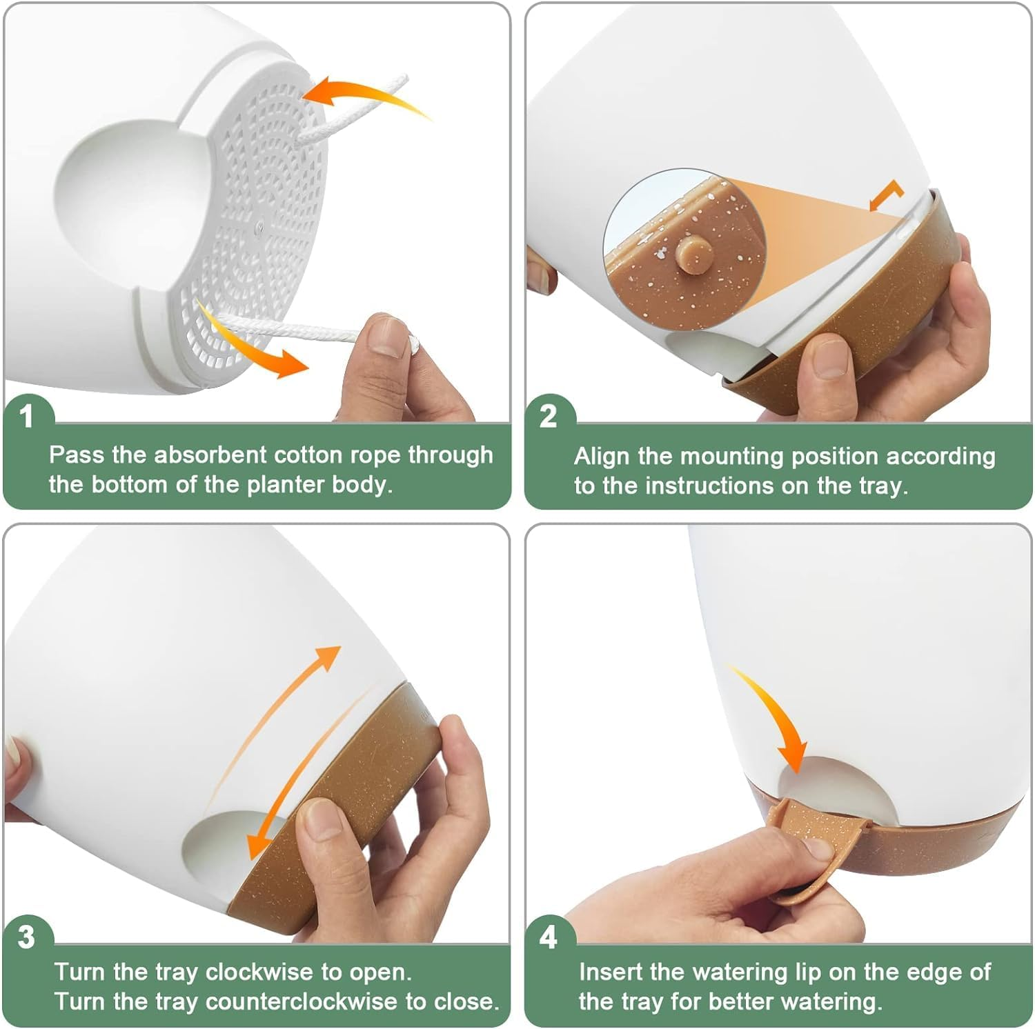 6 Pcs Plant Pots, 8/7/6.5/6/5.5/5 Inch Self Watering Plant Pots with Drainage Holes,Modern Decorative Plastic Pots for Plants with Drainage Hole and Tray for All House Plants image number 4