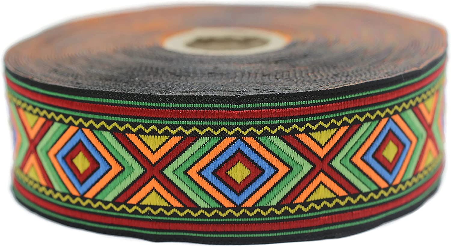 11 Yard Spool 1.37 Inches Wide Colorful African Motif Ribbon Vintage Jacquard Ribbon African Pattern Ribbon Sewing Trim Jacquard Trim 35971 image number 2