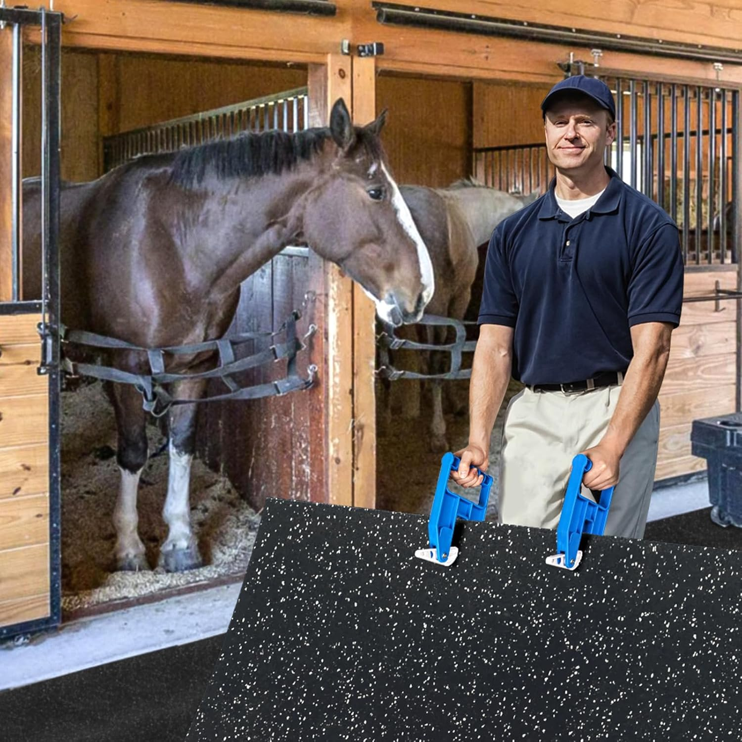 Mat Movers Tool, 2 Pcs Mat Grippers for Horse Stall Mat for Livestock, Thick Rubber Mat for Floor, Gym Floor Mat, Trailer Mat, Heavy Duty Stall Mat Handlers, Effortless Mat Puller for Tack Room, Barn