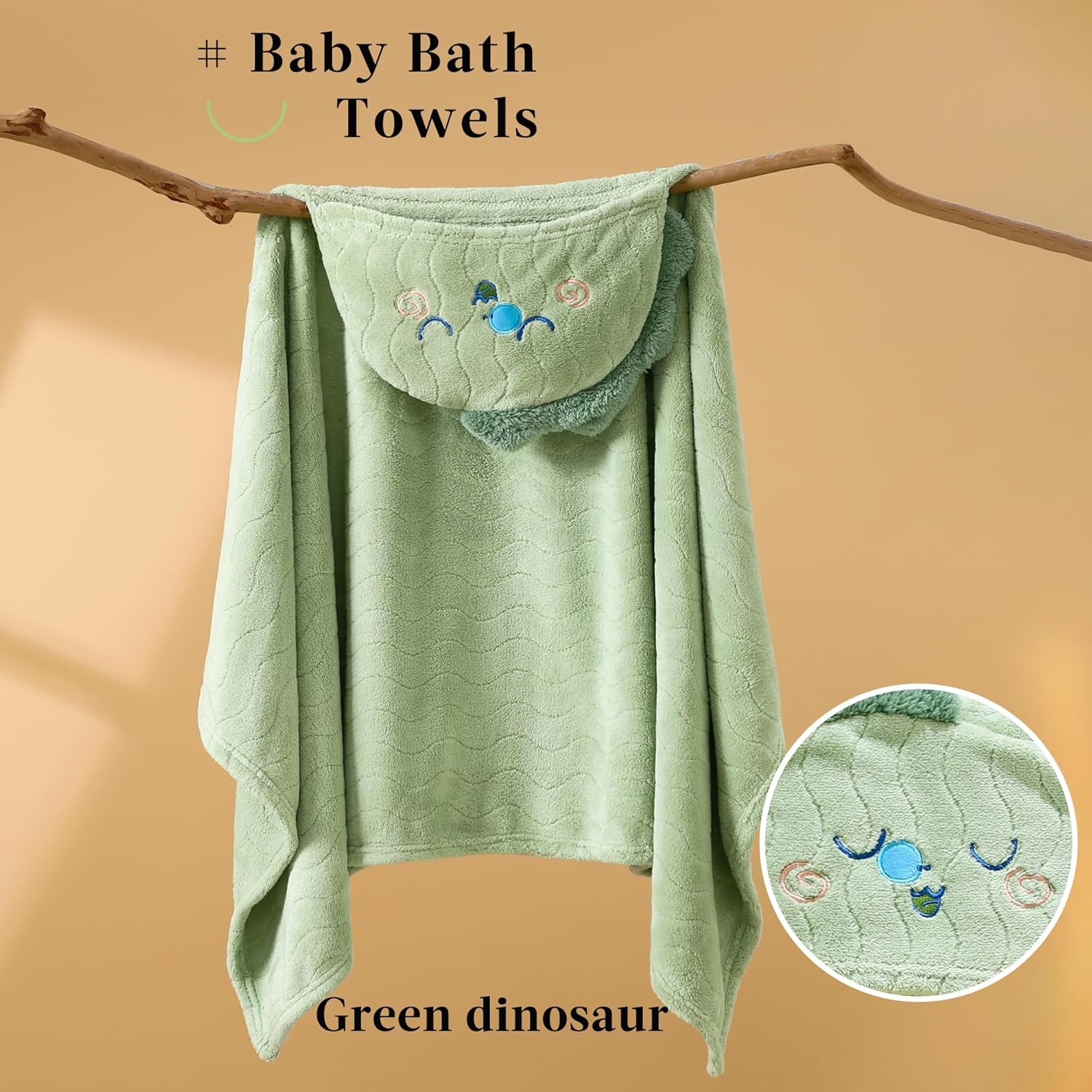 Hooded Towel for Kids, 2 Pack Coral Fleece Kids Bath Towels, Soft and Absorbent Toddler Towels with Hood Age 0-12 Years for Toddler, Infant, Kids - Large 27.5 X 55 Inch (Pink Unicorn & Green Dinosaur) image number 1