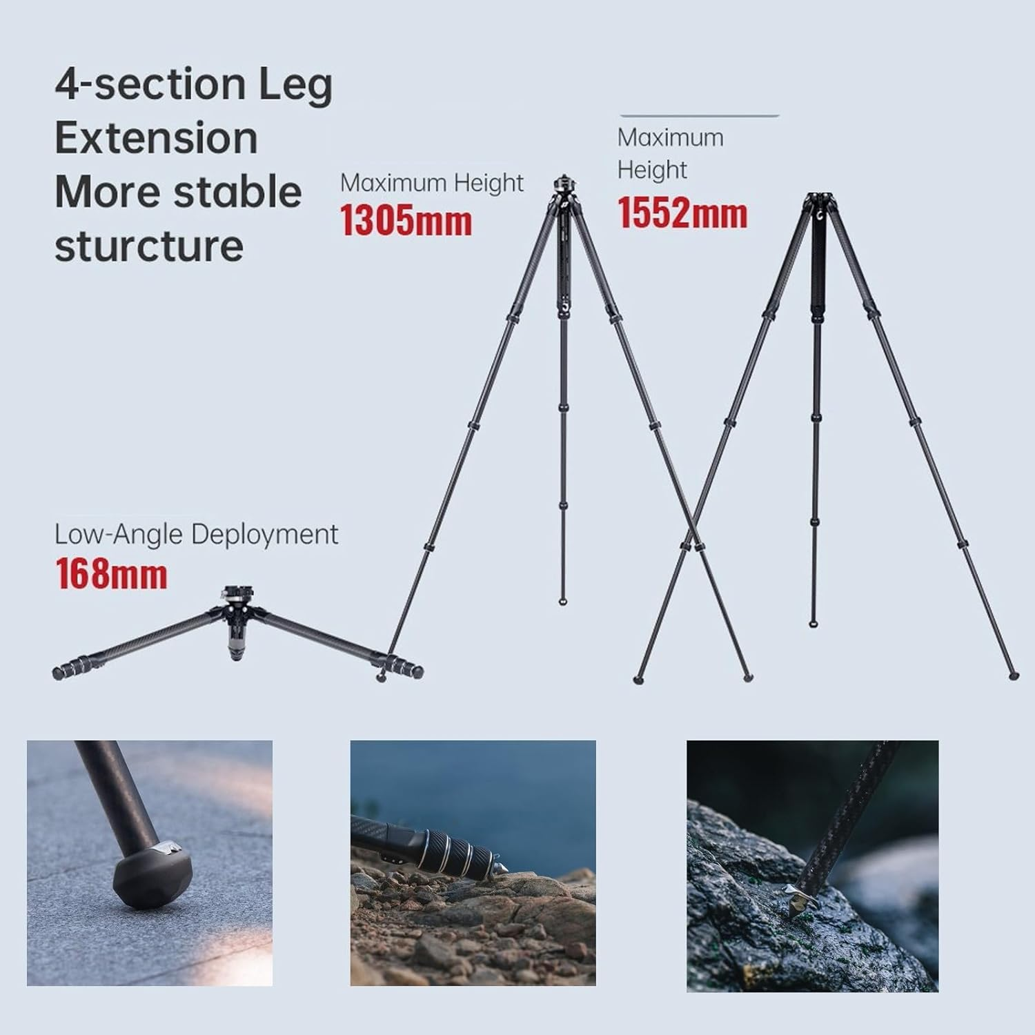 Falcam Treeroot 61" F38 Pro Quick Lock Travel Tripod,With 360 Degree Damping Ball Head Load Capacity 5Kg/11Lbs,Carbon Fiber Tripod with F22 Interfaces, 1/4" Screw,Carry Strap Holes for Cameras image number 3