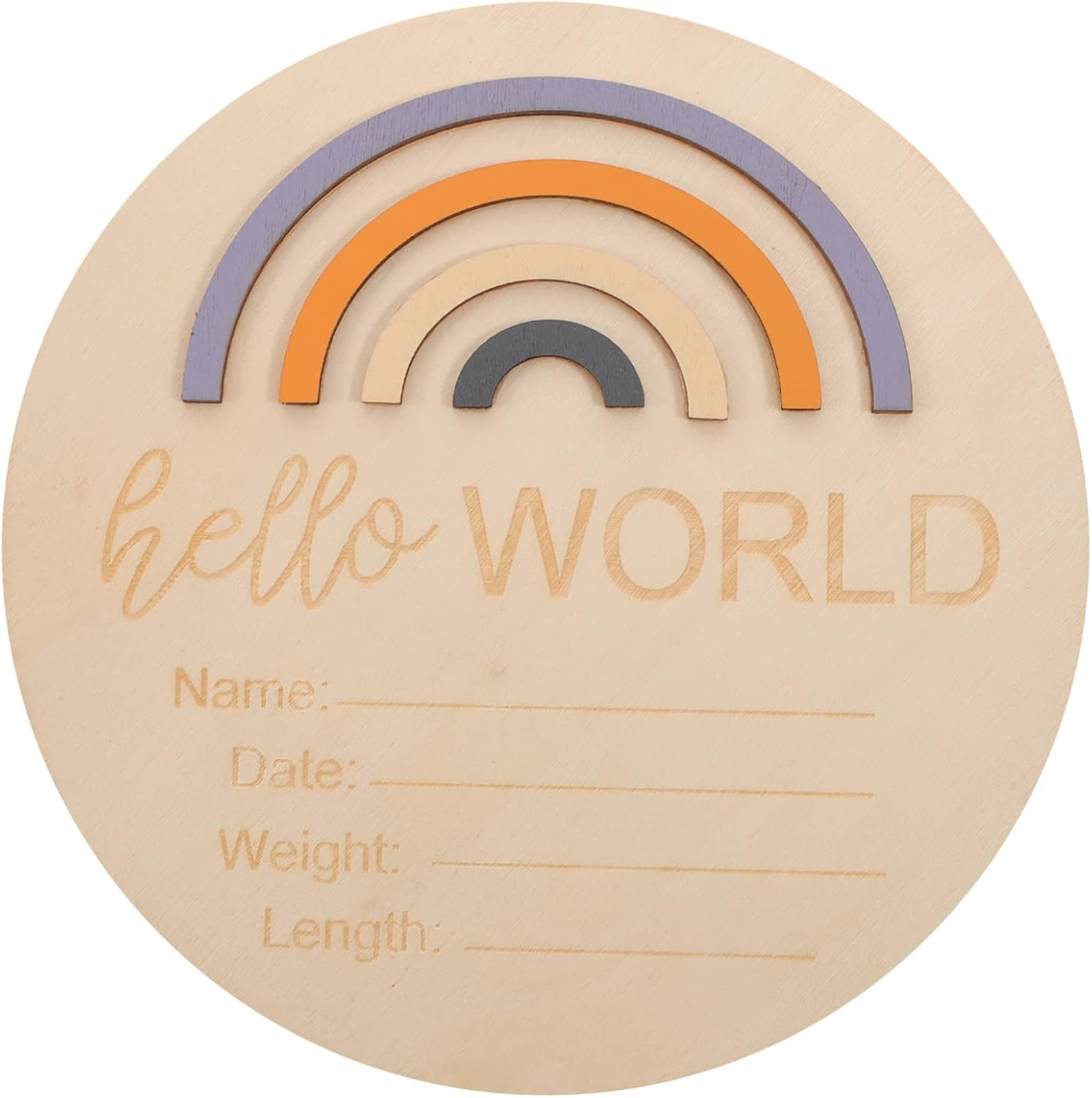 SECFOU Wooden Milestone Cards Rainbow Design Newborn Name Sign Photo Prop for Nursery Decor Announcement Gender Reveal and Shower Easy to Write and Cherish Moments