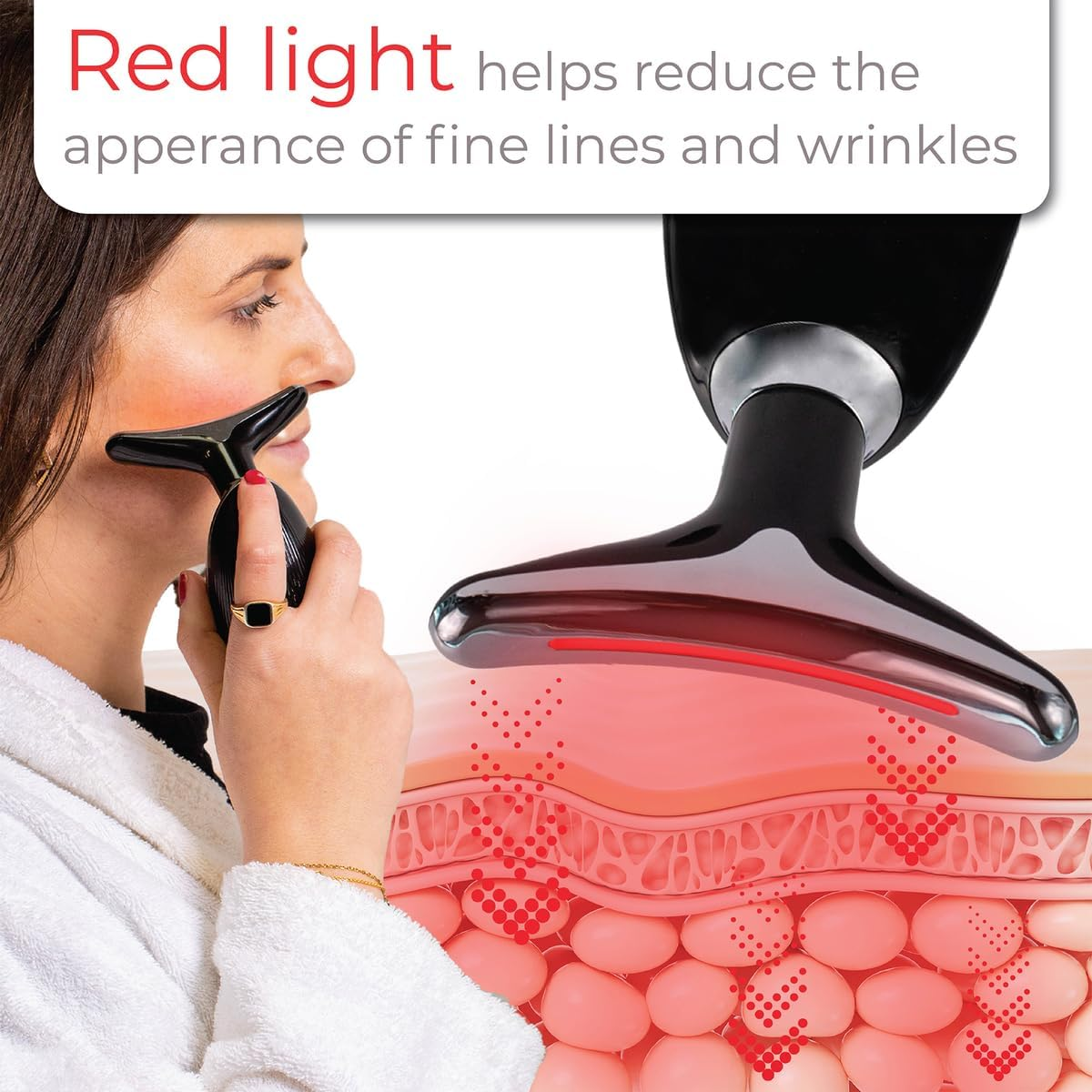 STYLPRO Fabulous Firmer LED Face & Neck Massager ? LED Light Therapy for Skin Tightening, Lifting, Collagen Boosting, Wrinkle Reduction, and Firming image number 6