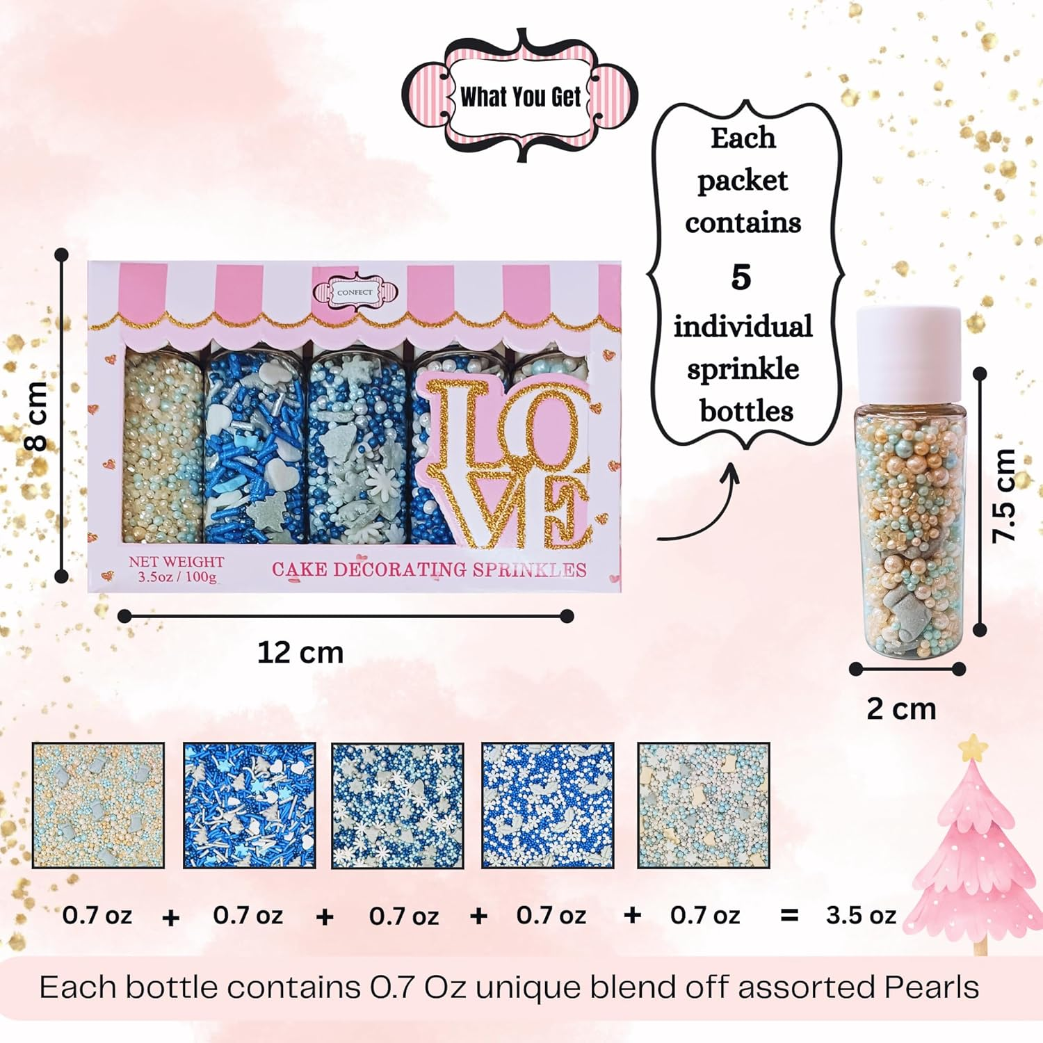 Confect Christmas Sprinkles | Sprinkles for Baking & Cake Decorative | Cookie Sprinkles| Dessert Decorating Sprinkles - 3.5 Oz (New-Cc-Sprinkles-28)