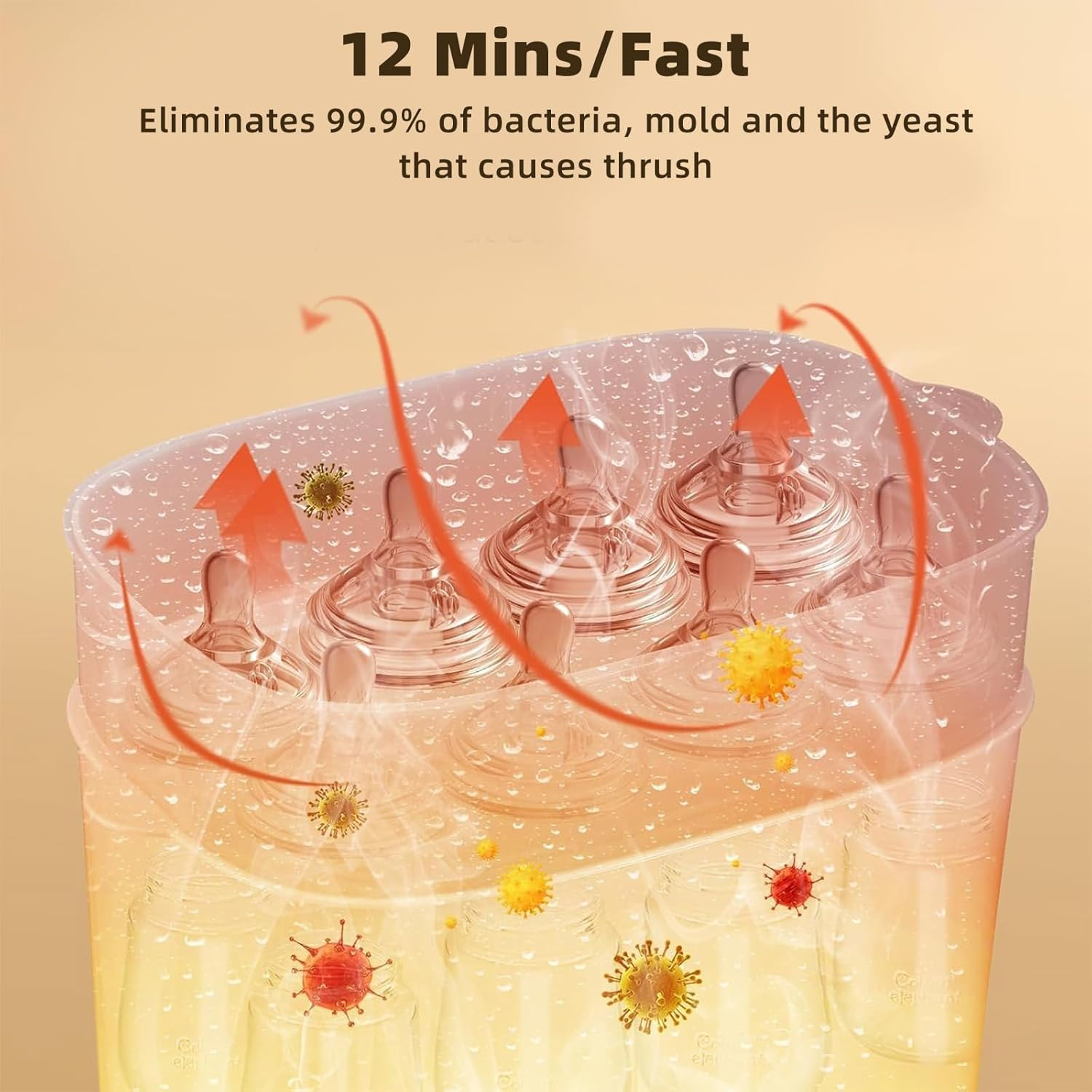 Baby Bottle Sterilizer and Dryer, 5-In-1 Large Capacity Bottle Sanitizer and Dryer, 2 Layers Compact Baby Bottle Electric Steam Sterilizer and Dryer