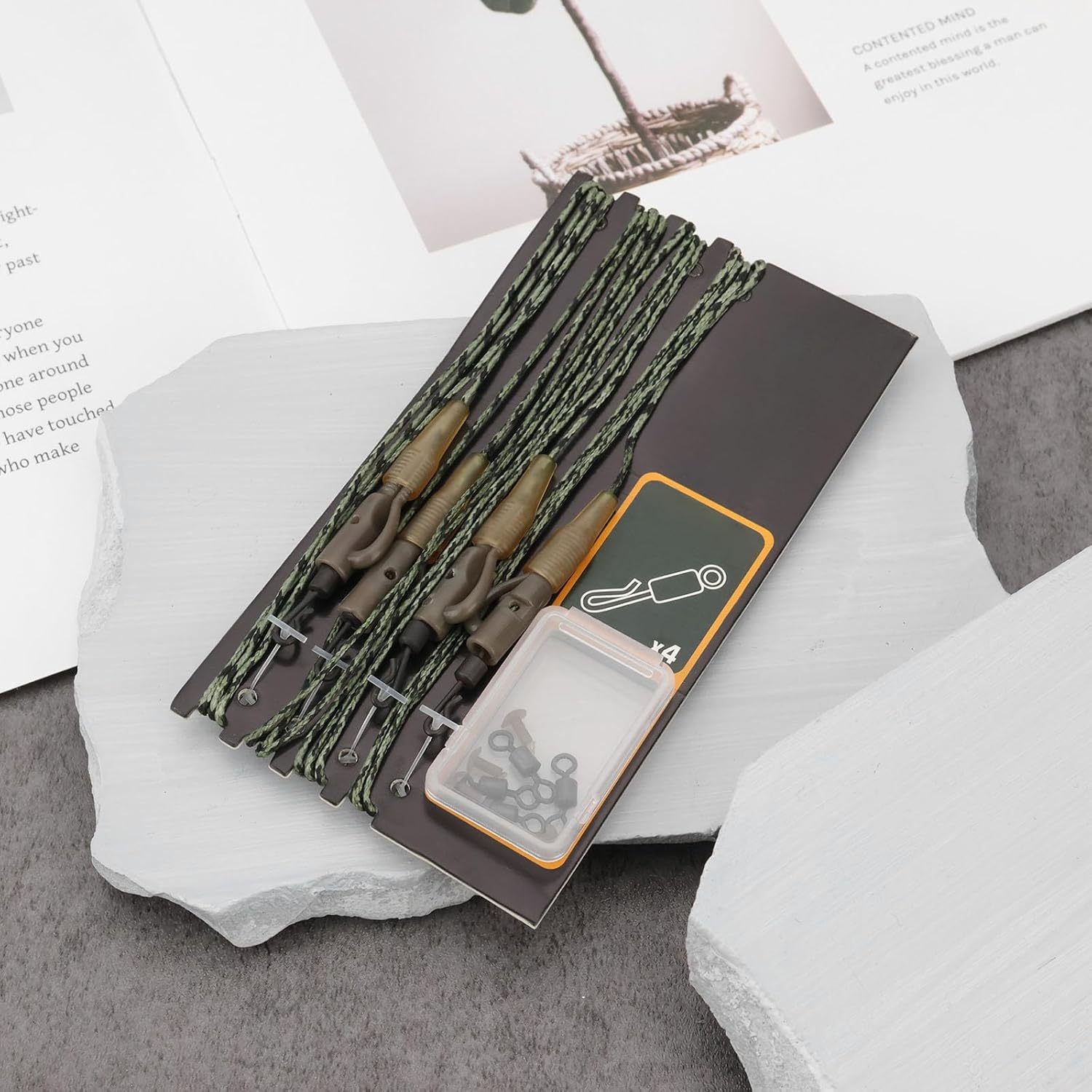 Be in Your Mind 4Pcs Lead Clip Leaders Anti-Bottom Fishing Bait Connection Fast Sinking Carp Connection for Coarse Freshwater Fishing 100Cm image number 1