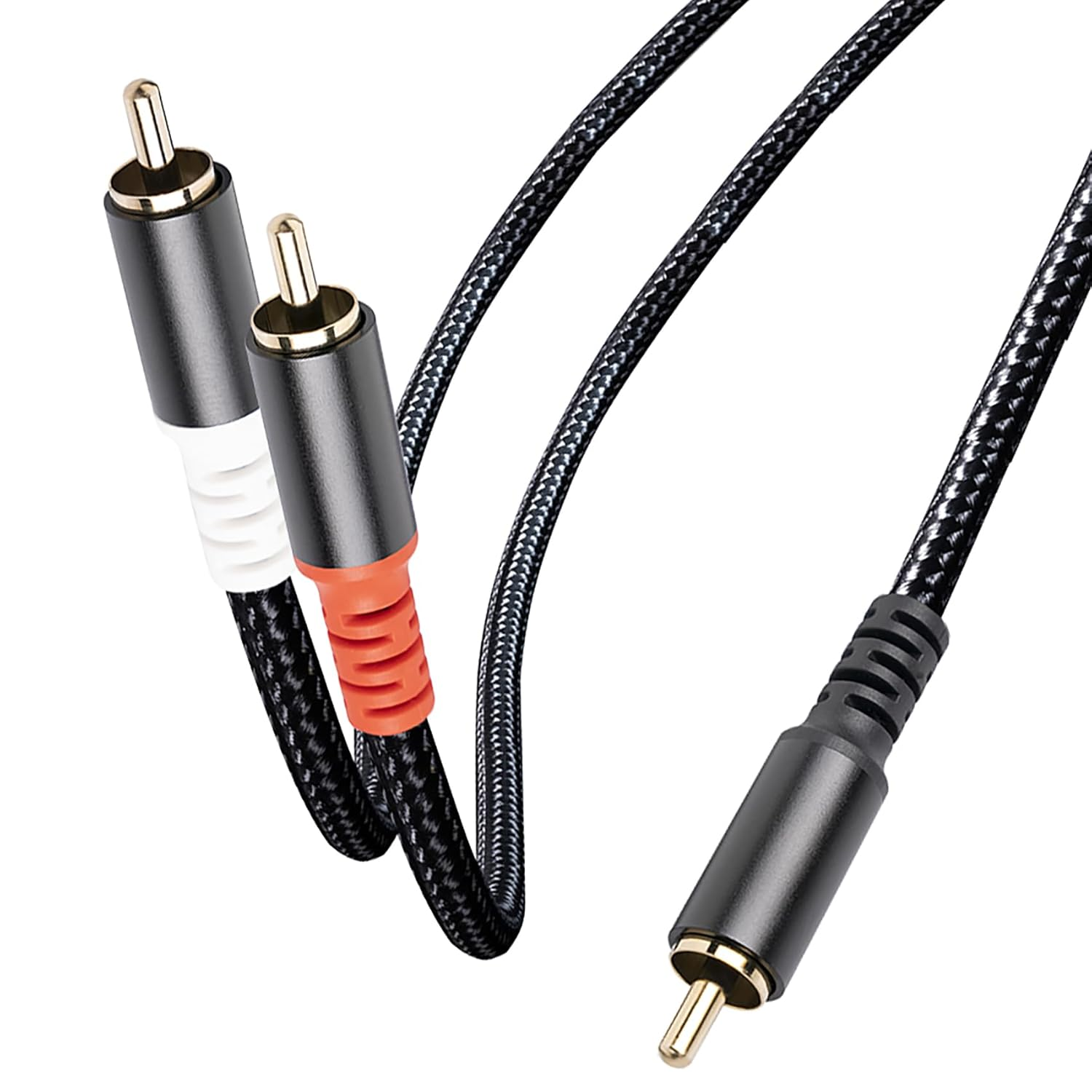 Tunghey RCA Y Cable, Rca/Phono Y Splitter, RCA 1 Male to 2 Male Y Adapter, Male/Male Subwoofer Cable Gold Plated for Subs/Amps/Hi-Fis/Home Theater/Receivers (3M)