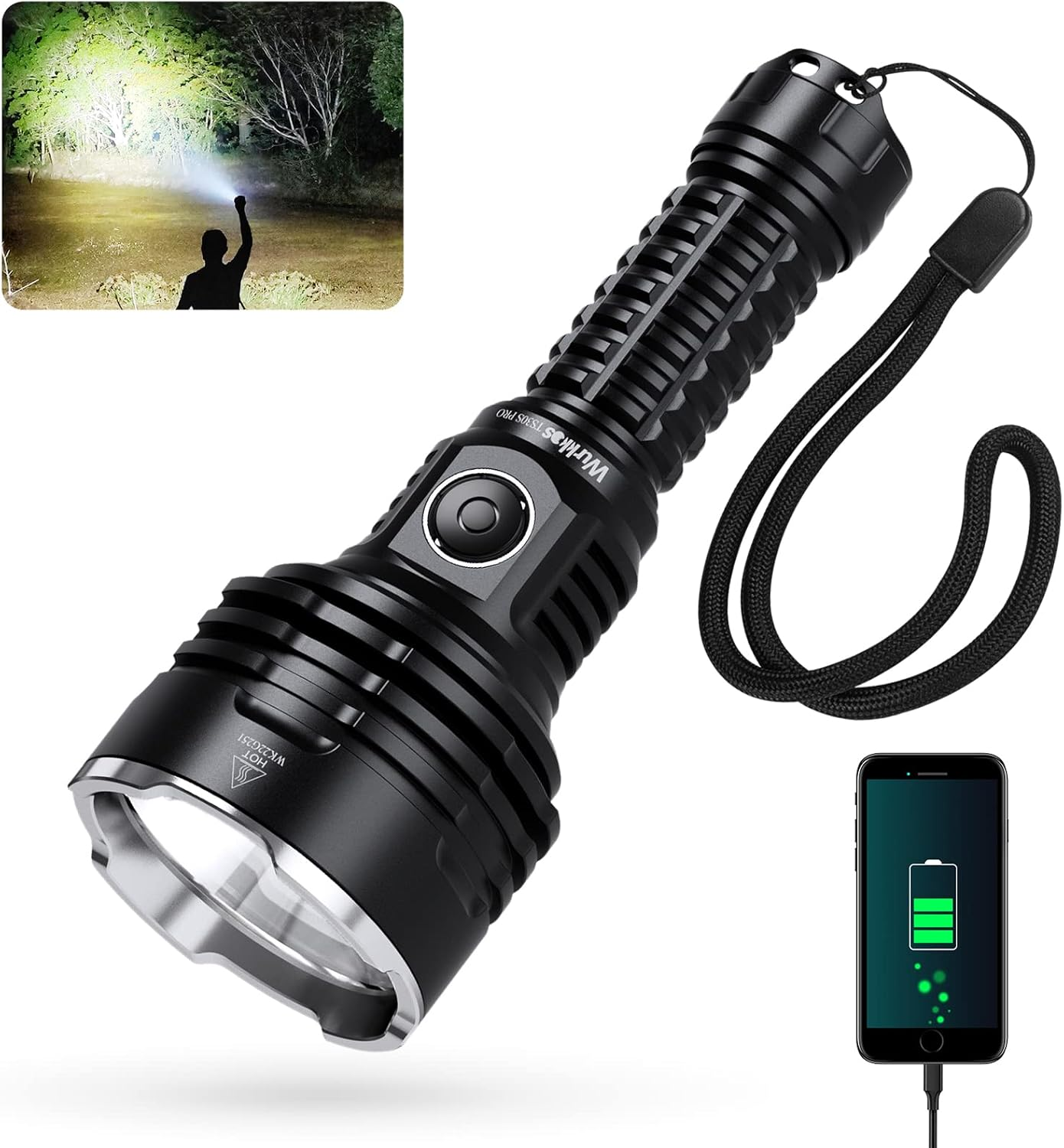 Wurkkos TS30S PRO Flashlights, Super Bright, Rechargeable LED Torch, 6000 Lumens, SBT90.2 LED, Tactical Torch with Anduril 2.0 UI, IP68 Waterproof, 1086M Range for Camping, Hiking image number 3