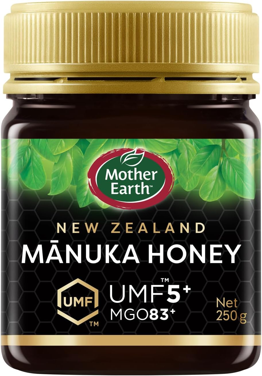 Mother Earth UMF 5+ (MGO 83+) Manuka Honey, 250G | Premium, Authentic, Monofloral UMF Certified Manuka Honey from New Zealand. Exceptional Natural Sweetener for General Health and Wellbeing