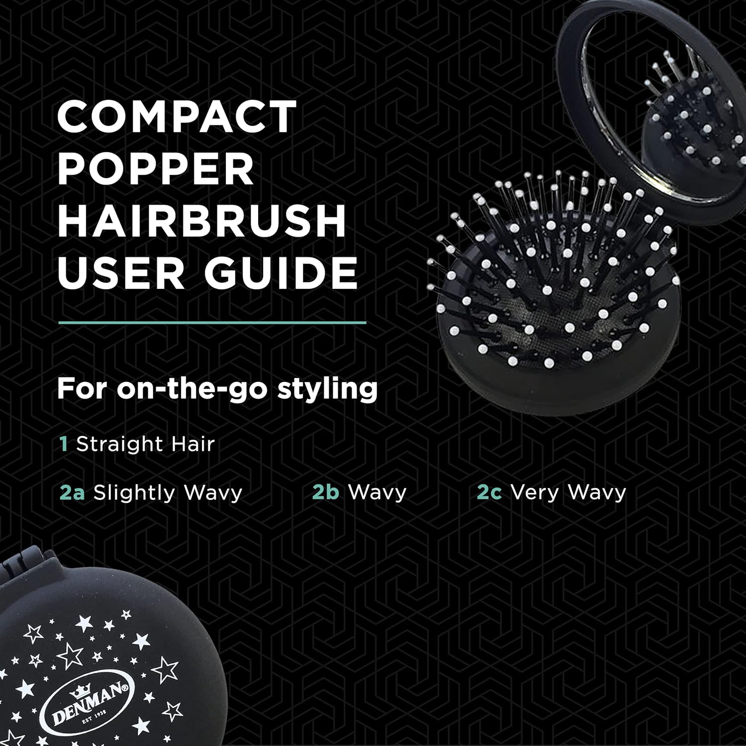 Denman D7 Compact Popper Hairbrush, D007EBSR