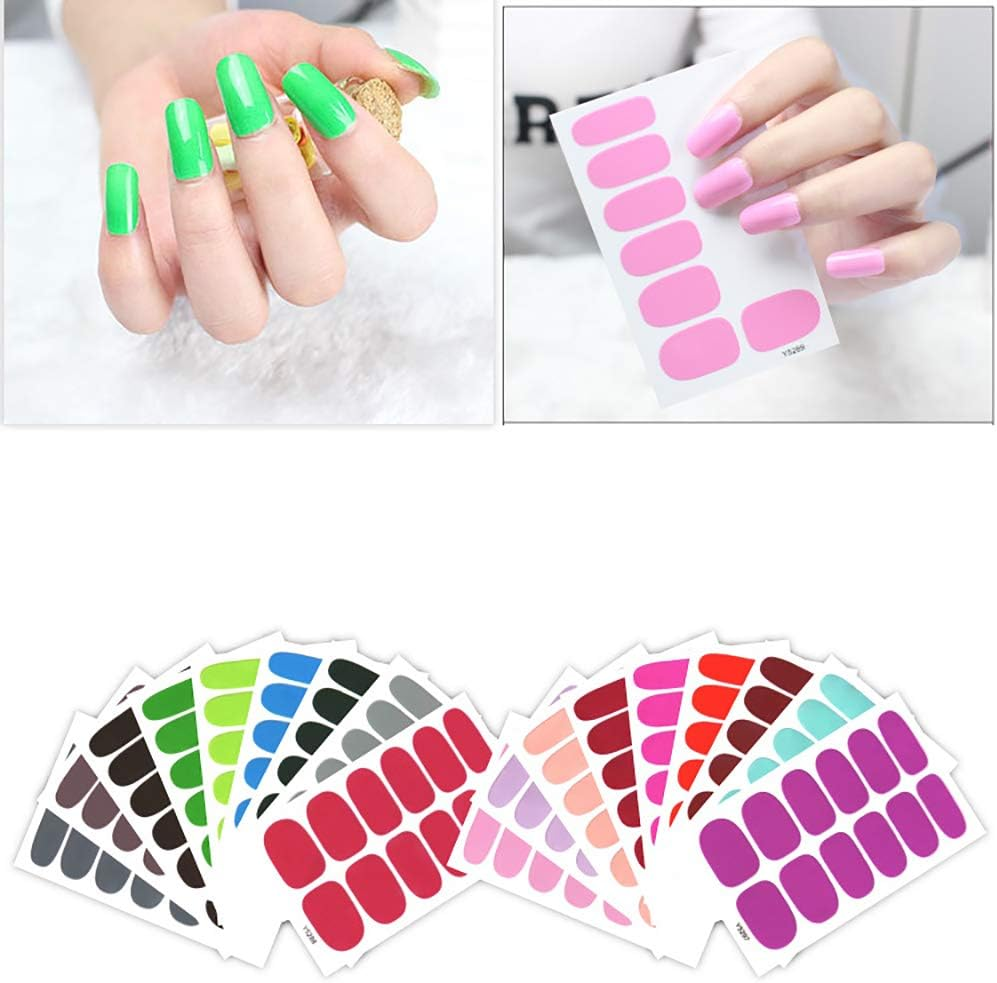 5 Sheets Solid Color Simplicity Nail Polish Stickers Full Wraps Self Adhesive Nail Art Decals Nail Accessories for Women image number 1