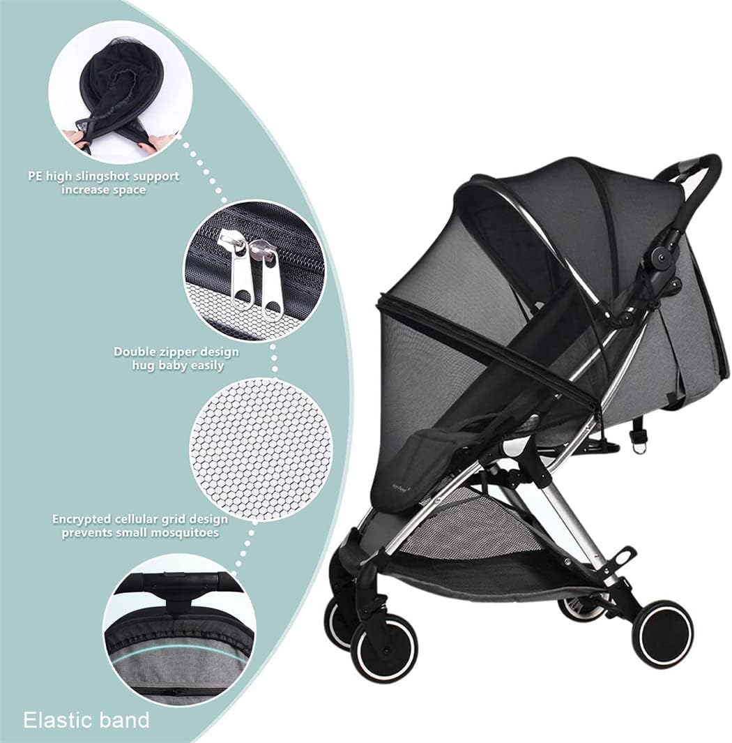 Stroller Bug Net Universal Mosquito Net, Unique Double Zipper Design, Easy to Install and Portable-Fit for Strollers Car Seat Bassinet Cradle image number 4