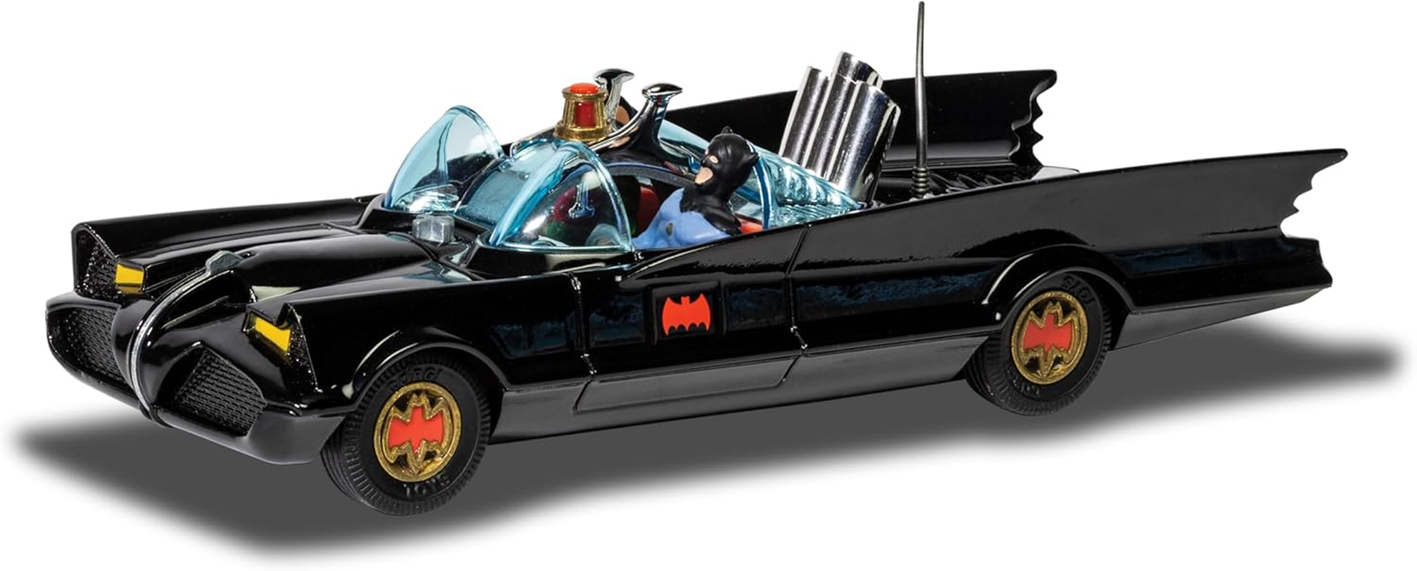 Corgi - Die-Cast Model Cars - RT26701 Batmobile with Batman and Robin - Souvenir Gifts for Men, Women and Children from the UK - Small Die Cast Toy Car Models for Boys