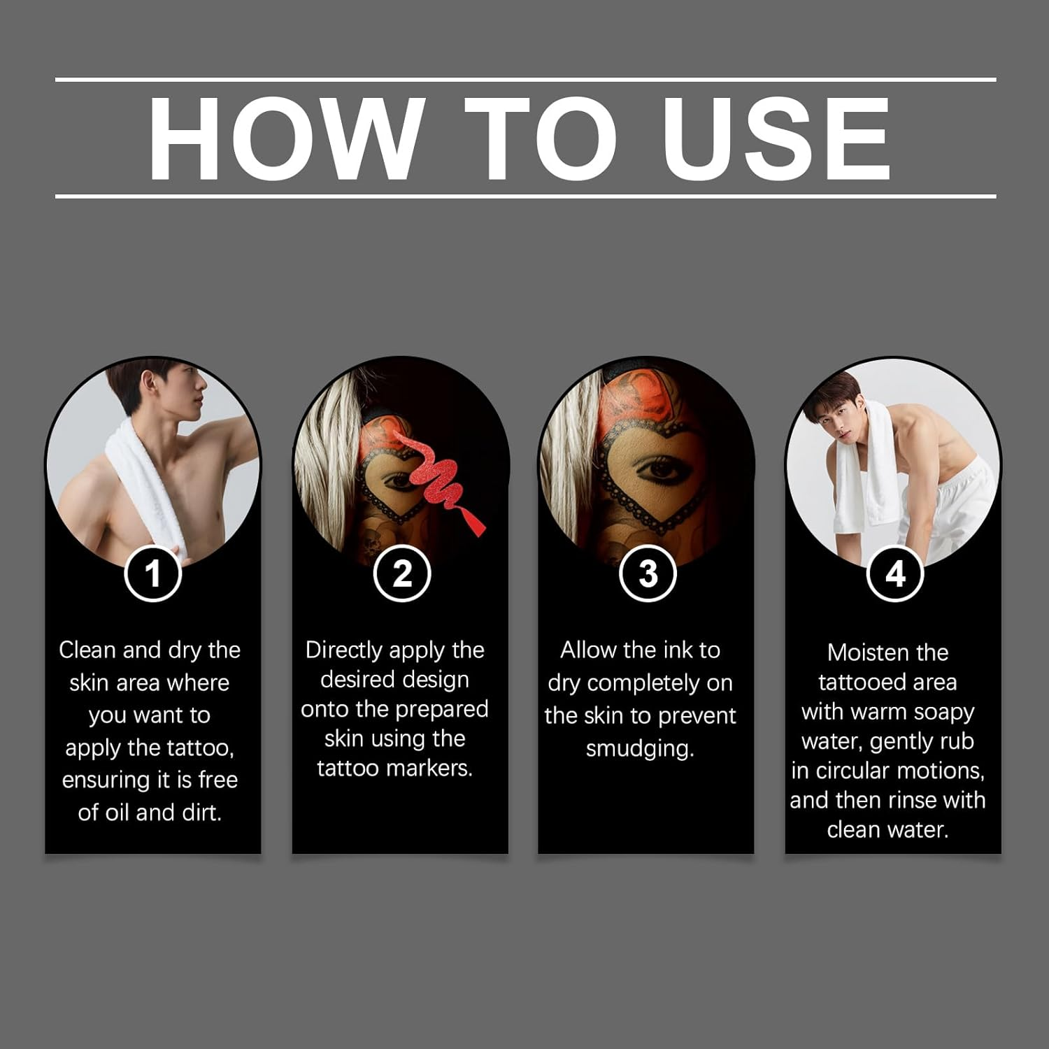 Temporary Tattoo Markers Set, 10-Color, Skin Body Art Pen Kit, Skin Safe, Face Paint Markers, Waterproof, Washable, Long-Lasting, for Halloween, Parties, Cosplay, Bright Colors image number 1