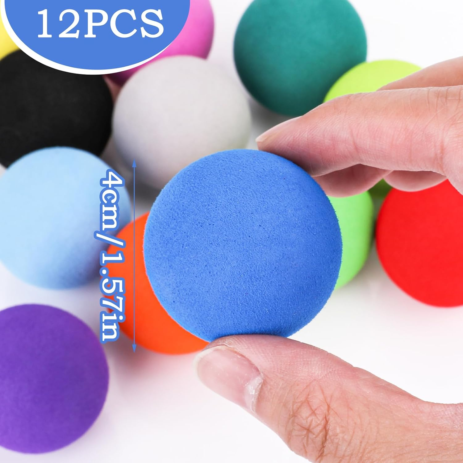 Bewudy Cat Toy Balls, Pack of 12 Soft Cat Balls, Interactive Kitten Toy, Cat Balls for Indoor Kittens, Foam Interactive Cat Toy, Sponge Play Ball Toy (4 Cm) image number 4