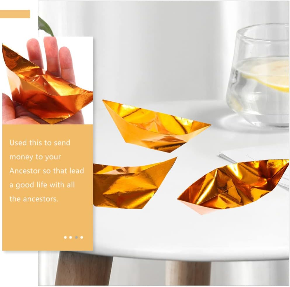 Operitacx 200Pcs Semi-Finished Chinese Ingot Paper for Ancestor Worship Sacrificing Ingots for Tomb-Sweeping Day Traditional Supplies for Qingming and Ghost Festival image number 4