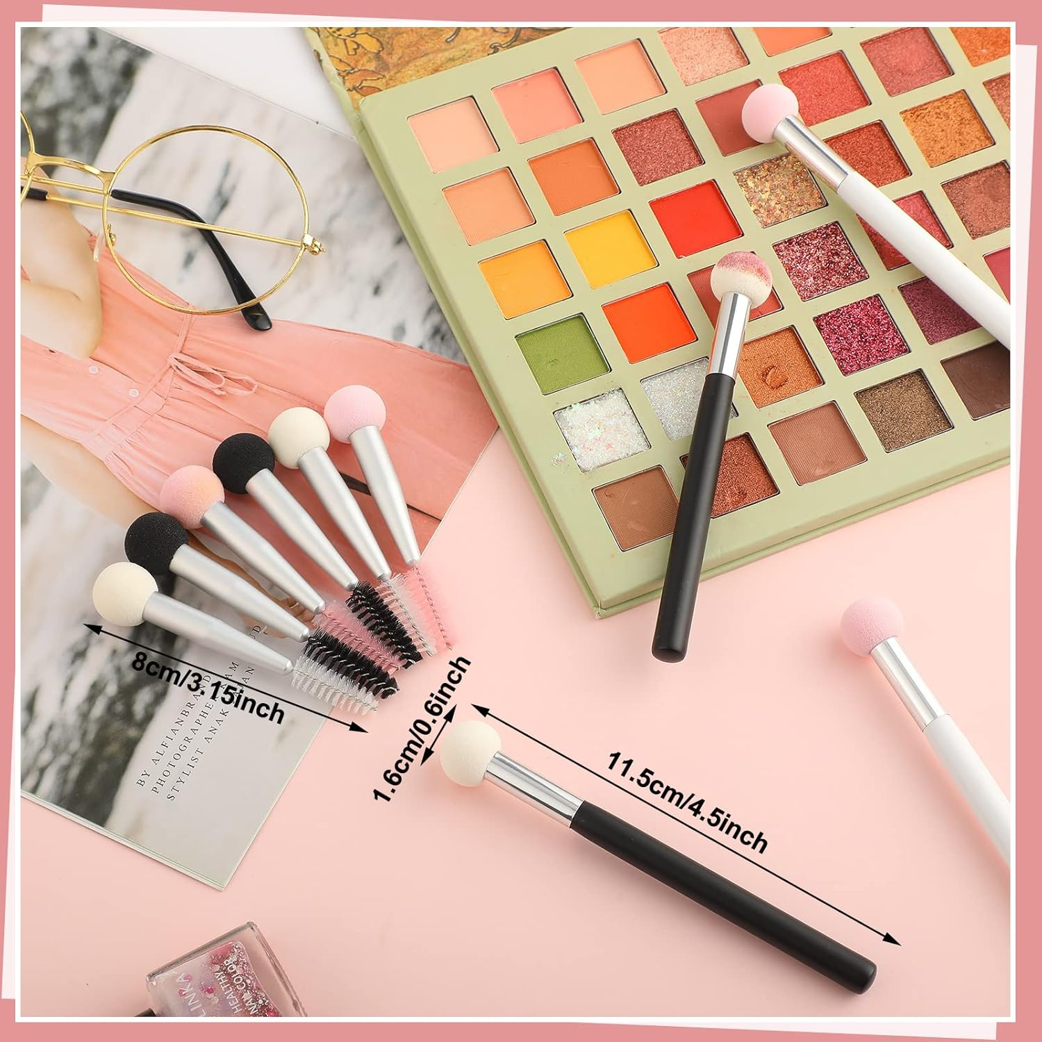 Skyley 10 Pcs Beauty Sponge Makeup Brush Set Sponge Applicator Concealer Brush Soft Head Makeup Brush Double Head Makeup Brush with Eyebrow Brush image number 2