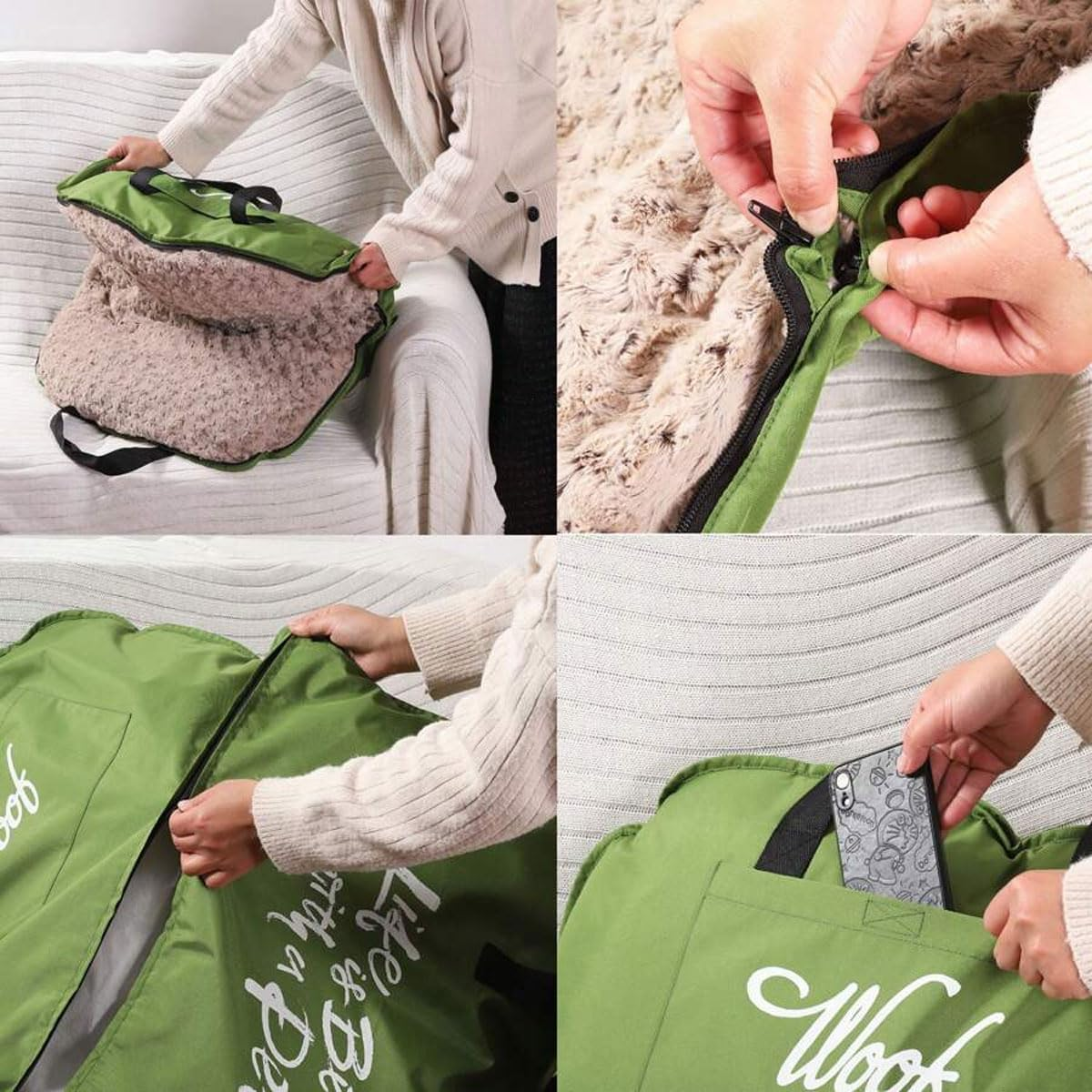 AIMALL Portable Waterproof Dog Mat &ndash; Foldable Pet Bed with Zipper, Outdoor Travel Cushion for Cats & Dogs, Teflon Fabric, Easy to Carry & Clean - Blue image number 4