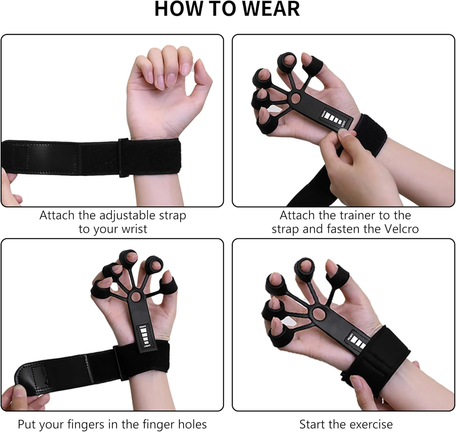 PROIRON Hand Grip Strengthener 2 Pcs Adjustable Tear-Resistant Finger Strength Trainer Finger Strengthener Finger Stretcher Finger Exerciser for Hand Therapy Rehabilitation Finger Flexibility image number 6