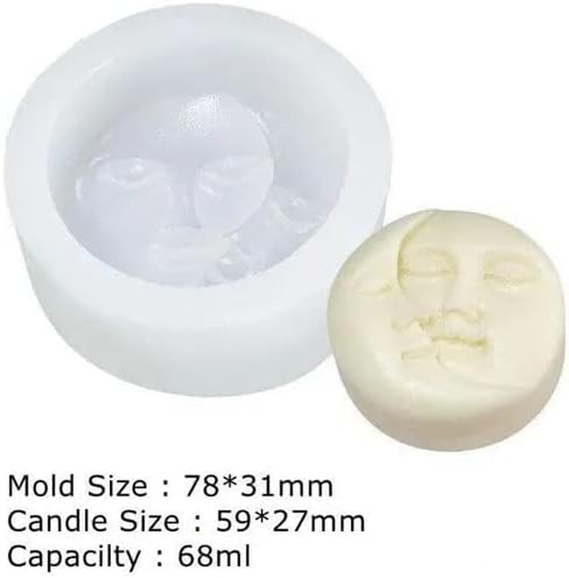 Candle Molds - Silicone Mold for Candles Making, DIY 3D Moulds for Soy Wax, Beeswax, Scented Candle, Valentine'S Day Gifts (Moon)