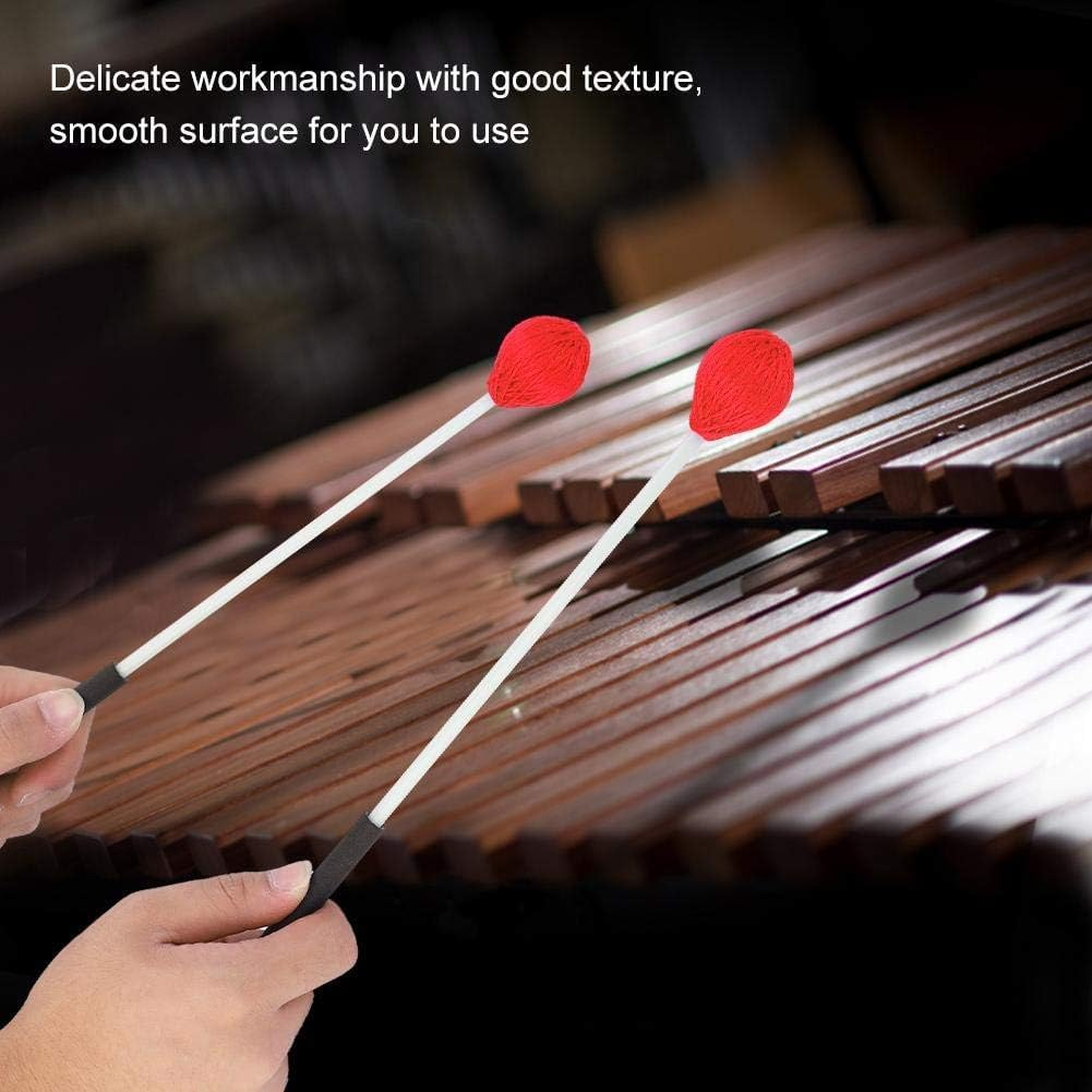1 Pair Percussion Instrument Marimba Mallet, Yarn Mallets Accessories,Marimba Mallet Accessories, Outdoor Use Gavel Carillon Marimba Planet Puzzle Marimba Stick Keyboard Gavel Fiber Gavel (Red) image number 1