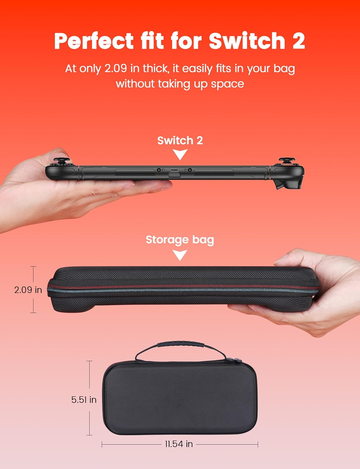 MOGOOD Switch Carry Case, Switch Travel Case, Switch Bag Suitable for Switch Console, Game Slot, Zip Pocket, Switch Accessories, Black image number 6