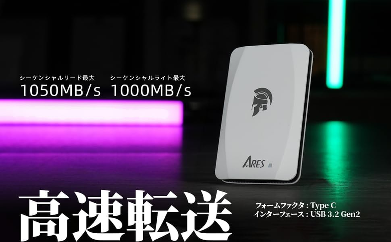 DATO External SSD 500GB, Portable SSD External Solid State Drive, USB 3.2 Gen 2X1 Type C up to 1050/1000 Mb/S, Super Light and Compact Portable Solid State Drive - ARES Torch image number 5