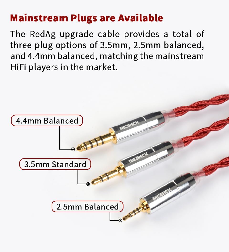 NICEHCK Redag in Ear Monitor Cable, 4N Pure Silver IEM Earphone Upgrade Cable, High Conductivity Copper Hifi Replacement Iems Audio Cord (3.5Mm 0.78Mm 2Pin) image number 2
