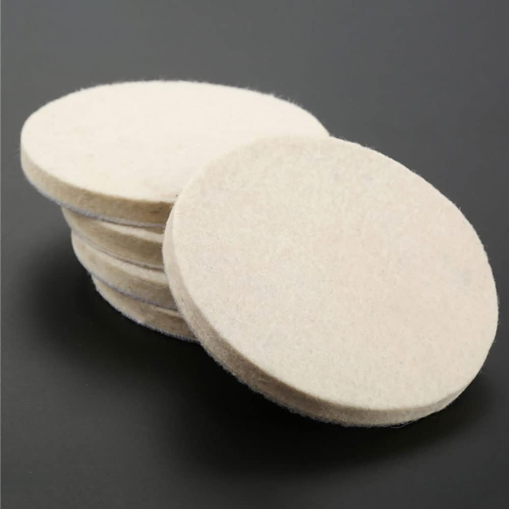 5Pcs 125Mm(5Inch)*6Mm(D*T) Wool Felt Polishing Pad for Polishing Glass Plastic Metal Marble, Buffing Wheel Polish Pad for Kitchen Bathroom Random Orbital Sander image number 4