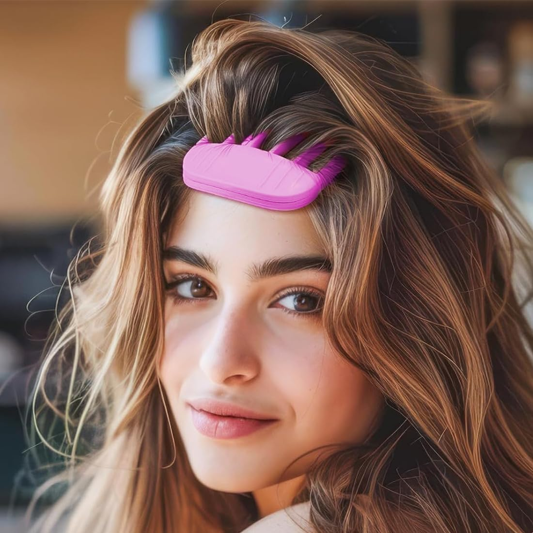 Pack of 4 Hair Clips for Styling, Hair Bangs Clip, Volume Hair Clips for Fluffy Bangs, Volume Clip for Hairline, Hair Root Lifting Clips for Men and Women (Rose Red + Black) image number 2