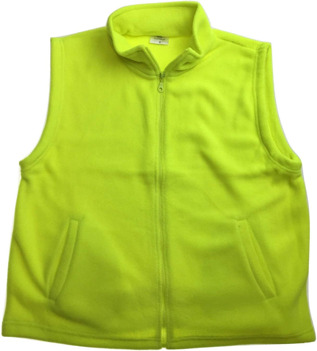 Men'S HI VIS Polar Fleece Full Zip Plain Safety Vest, Fluro Yellow, X-Large