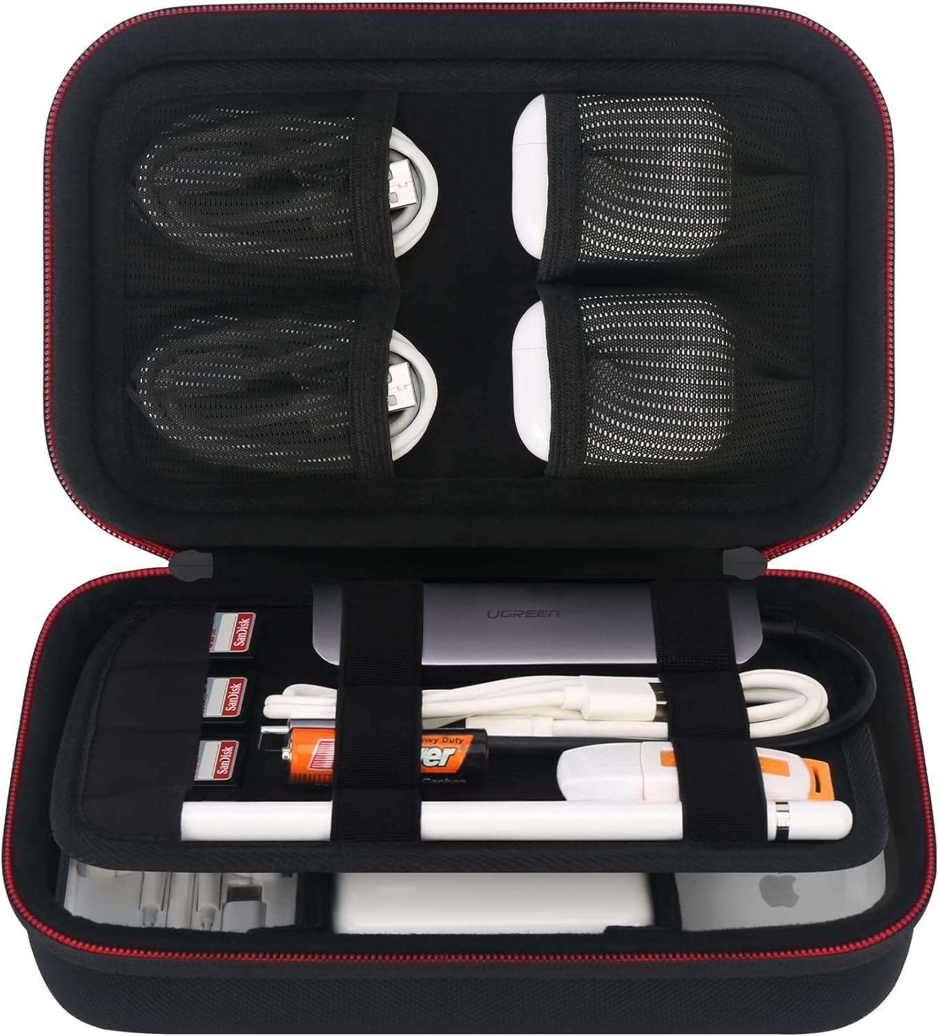 Elonbo Hard Travel Cords Organizer Universal Small Electronic Accessories Carrying Case for Chargers Cables Macbook Adapter Magic Mouse Apple Pencil USB Flash Disk Tech Portable Storage Bag, Grey