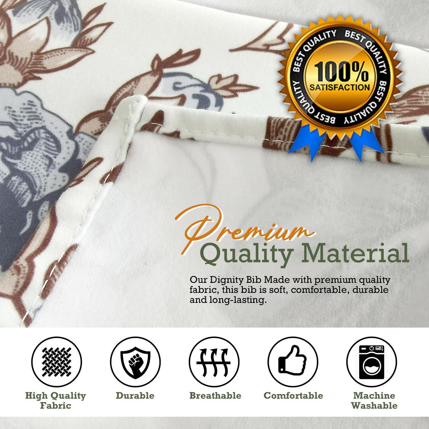 Dignity Bib &ndash; Adult Bibs for Elderly Men & Women&ndash; Washable 100% Microsuede Fabric &ndash; Elegant, Soft &ndash; Perfect for Dining &ndash; Snap Closure &ndash; Water and Stain Resistant image number 6