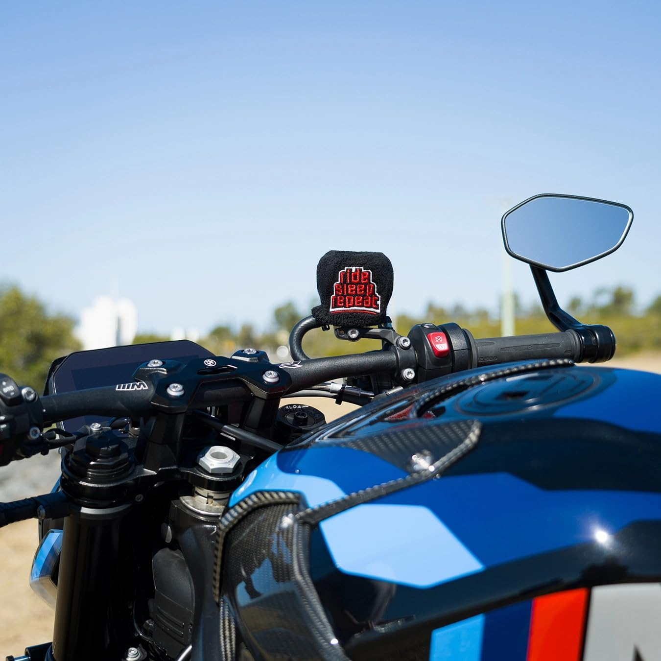 Brake Fluid Reservoir Cover Sock for Motorcycles, Sporbikes and Gifts by Moto Loot (Ride Sleep Repeat) image number 4