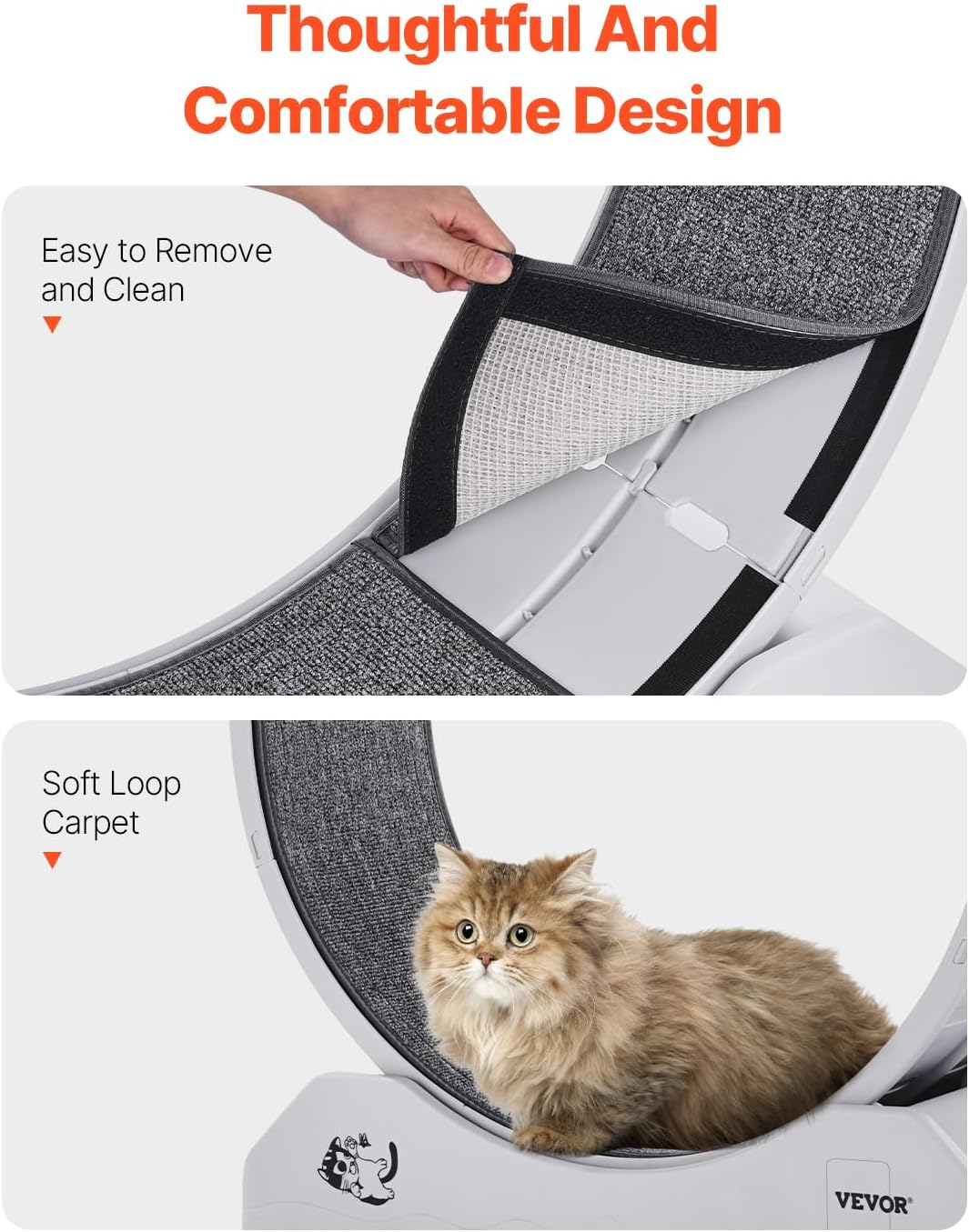 VEVOR Cat Exercise Wheel, 31.5 In, Large Cat Running Wheel with Secure Brake & Carpeted Runway, Quiet Operation Cat Treadmill, Indoor Cats Exerciser Wheel for Pets Weight Loss & Health White image number 3